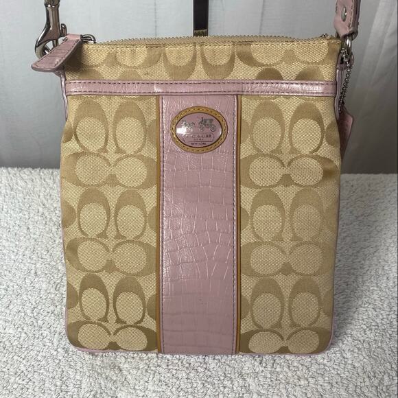 GUC Coach Mauve Pink Heritage Stripe Crossbody